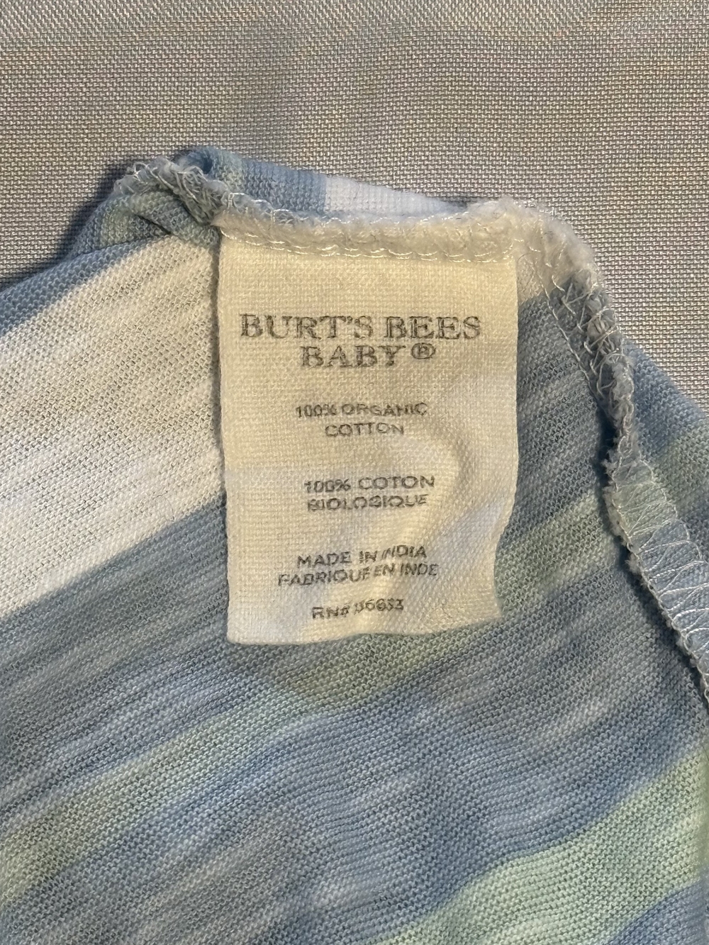 Burts Bees Baby Blue Striped Organic Cotton Henley Romper 24M - Picture 5 of 5